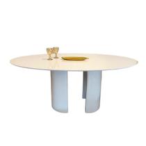 Mesa de Jantar Multiforma Oval 235x122cm Laqueada Cor Branca Mesa de Jantar Multiforma Oval 235x122cm Laqueada Cor Branca