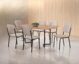Mesa de Jantar Napoli 160cm 6 Cadeiras Nanda Tampo Canelato