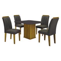 Mesa de Jantar Napoli 90x90 Freijó Decor Chumbo com 4 Cadeiras Doha MDF Freijó Joli Chumbo Leifer Móveis Mesa de Jantar Napoli 90x90 Freijó Decor Chumbo com 4 Cadeiras Doha MDF Freijó Joli Chumbo Leifer Móveis