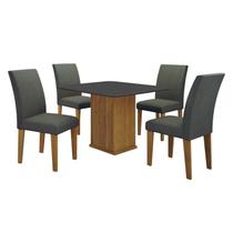 Mesa de Jantar Napoli 90x90 Freijó Decor Chumbo com 4 Cadeiras MDF Freijó Joli Chumbo Leifer Móveis