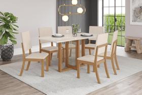 Mesa de Jantar Natali 160 6 Cad. Milla Linho - Henn