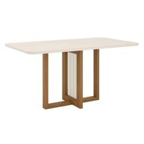 Mesa De Jantar Natalí 160 Cm Canto Arredondado Com Vidro Nature Off White - Henn Mesa De Jantar Natalí 160 Cm Canto Arredondado Com Vidro Nature Off White - Henn