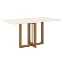 Mesa de Jantar Natalí 160 cm Canto Reto sem Vidro Nature Off White - Henn Mesa de Jantar Natalí 160 cm Canto Reto sem Vidro Nature Off White - Henn