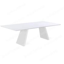 Mesa de Jantar Nirvana Livia 200 cm Retangular Borda Arredondada Madeira Vidro Colado Branco