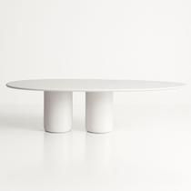 Mesa de Jantar Oásis Orgânica Cilíndrica Laca Branca 160x90 cm