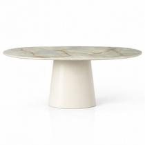 Mesa de Jantar Oblongo 180x100 cm Base Laca Off White & Mármore Blue Deep Mesa de Jantar Oblongo 180x100 cm Base Laca Off White & Mármore Blue Deep