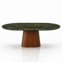 Mesa de Jantar Oblongo 180x100 cm Tampo Mármore Vitória Régia Base Nogueira