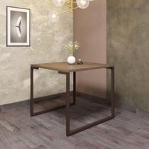 Mesa de Jantar Office Stan Industrial 4 lugares Quadrada 90 cm Ferro Marrom Tampo 100% MDF Caramelo - Ahazzo Móveis