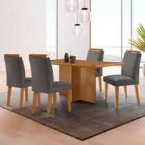 Mesa de Jantar Olímpia 120cm MDF Canto copo e com 4 Cadeiras Athenas