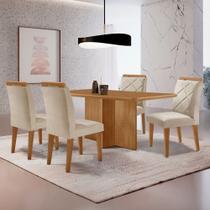 Mesa de Jantar Olímpia 120cm MDF Canto copo e com 4 Cadeiras Melissa Mesa de Jantar Olímpia 120cm MDF Canto copo e com 4 Cadeiras Melissa