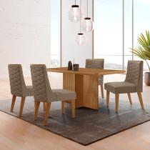 Mesa de Jantar Olímpia 120cm MDF Canto copo e com 4 Cadeiras Safira