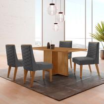 Mesa de Jantar Olímpia 120cm MDF Canto copo e com 4 Cadeiras Safira