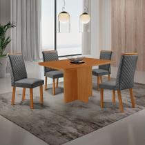 Mesa de Jantar Olimpia 120cm Tampo MDF Canto copo Laminado com 4 Cadeiras Lira