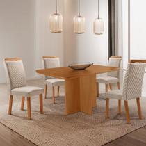 Mesa de Jantar Olimpia 120cm Tampo MDF Laminado Canto Copo com 4 Cadeiras Aline