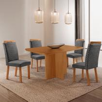 Mesa de Jantar Olimpia 120cm Tampo MDF Laminado Canto Copo com 4 Cadeiras Aline Mesa de Jantar Olimpia 120cm Tampo MDF Laminado Canto Copo com 4 Cadeiras Aline