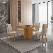 Mesa de Jantar Olímpia 120cm Tampo MDF Laminado Canto Copo com 4 Cadeiras Carolina Mesa de Jantar Olímpia 120cm Tampo MDF Laminado Canto Copo com 4 Cadeiras Carolina