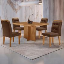 Mesa de Jantar Olímpia 90cm MDF Canto copo e com 4 Cadeiras Carol Mesa de Jantar Olímpia 90cm MDF Canto copo e com 4 Cadeiras Carol
