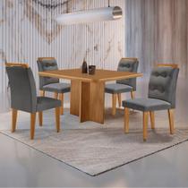 Mesa de Jantar Olímpia 90cm MDF Canto copo e com 4 Cadeiras Carol