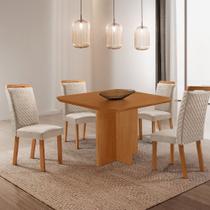 Mesa de Jantar Olimpia 90cm Tampo MDF Laminado Canto Copo com 4 Cadeiras Aline
