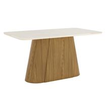 Mesa de Jantar Olivia 160 cm Canto Arredondado com Vidro Nature Off White Henn Mesa de Jantar Olivia 160 cm Canto Arredondado com Vidro Nature Off White Henn
