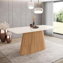 Mesa de Jantar Olivia Ambiente 180 cm Canto Arredondado com Vidro Nature Off White Henn Mesa de Jantar Olivia Ambiente 180 cm Canto Arredondado com Vidro Nature Off White Henn
