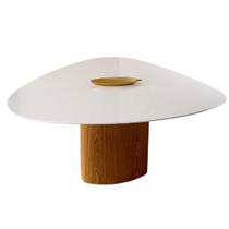Mesa de Jantar Orgânica 120x125cm Tampo Laca Branca Base Freijó