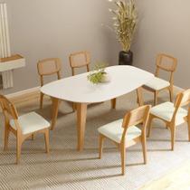 Mesa de Jantar Orgânica 180cm com 6 Cadeiras Dalla Costa MDF Mesa de Jantar Orgânica 180cm com 6 Cadeiras Dalla Costa MDF