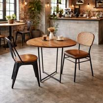 Mesa De Jantar ORGANICA Para 4 Cadeiras Lugares Estilo Industrial Ferro Para Area Gourmet