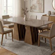 Mesa de Jantar Orquestra 6 Lugares Carvalho e Fendi para Ambientes Sofisticados Mesa de Jantar Orquestra 6 Lugares Carvalho e Fendi para Ambientes Sofisticados