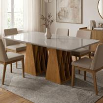 Mesa de Jantar Orquestra 6 Lugares Naturalle e Off White com Estilo Contemporâneo Mesa de Jantar Orquestra 6 Lugares Naturalle e Off White com Estilo Contemporâneo