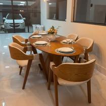 Mesa De Jantar Oval 2,00 X1,00 Com 6 Cadeiras Esmeralda Estofada