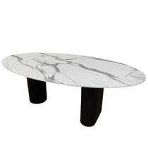 Mesa De Jantar Oval Dupla 180x100cm Madeira Ebano