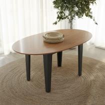 Mesa de Jantar Oval Extensível 4 Lugares 159cm Marrom/Freijó/Preto