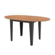 Mesa de Jantar Oval Extensível até 159x90cm em MDF Freijó Preto Fosco Dalla Costa Mesa de Jantar Oval Extensível até 159x90cm em MDF Freijó Preto Fosco Dalla Costa