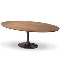 Mesa de Jantar Oval Imatra Tampo Madeira Imbuia Base Saarinen em Alumínio Preto 220x110cm - 68576