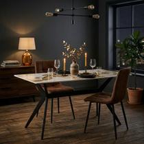 Mesa de Jantar Pandora Retangular Tampo de Granito 140cm Branco Marrom Caemmun Móveis Mesa de Jantar Pandora Retangular Tampo de Granito 140cm Branco Marrom Caemmun Móveis