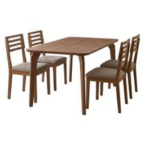 Mesa de Jantar Papaia Com 4 Cadeiras Estofadas Juparana Linho ORNAR Mesa de Jantar Papaia Com 4 Cadeiras Estofadas Juparana Linho ORNAR
