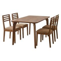 Mesa de Jantar Papaia Com 4 Cadeiras Estofadas Juparana material sintético ORNAR Mesa de Jantar Papaia Com 4 Cadeiras Estofadas Juparana material sintético ORNAR