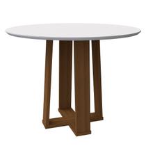 Mesa De Jantar Para 4 Lugares 1,00m Tampo De Madeira Vidro Isabela Cor Imbuia Off White New Ceval