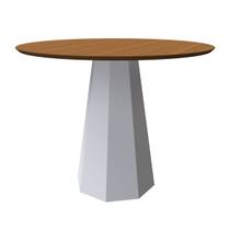 Mesa De Jantar Para 4 Lugares 1,00m Tampo Redondo Sem Vidro Isis Cor Off White Imbuia New Ceval