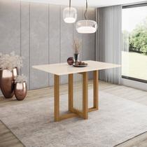 Mesa de Jantar para 4 Lugares 120cm Canto Reto Natalí Marrom/Nature/Off White Mesa de Jantar para 4 Lugares 120cm Canto Reto Natalí Marrom/Nature/Off White