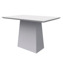 Mesa De Jantar Para 4 Lugares 1,20m Tampo De Madeira Com Vidro Colado Bárbara Cor Off White New Ceval