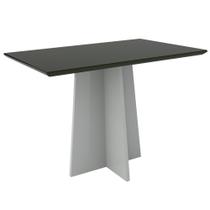 Mesa De Jantar Para 4 Lugares 1,20m Tampo De Madeira Com Vidro Colado Off White Preto Ana New Ceval