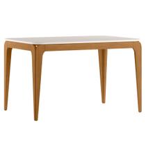 Mesa de Jantar para 4 Lugares 1,20m Tampo Mdf com Vidro Aurea Ypê/Off White - New Ceval