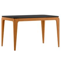 Mesa de Jantar para 4 Lugares 1,20m Tampo Mdf com Vidro Aurea Ypê/Preto - New Ceval