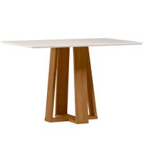 Mesa de Jantar para 4 Lugares 1,20m Tampo Mdf com Vidro Rubi Ypê/Off White - New Ceval