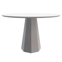 Mesa De Jantar Para 4 Lugares 1,20m Tampo Redondo Com Vidro Isis Cor Off White New Ceval