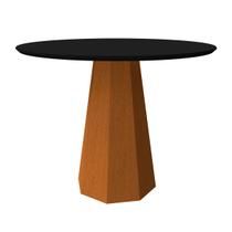 Mesa De Jantar Para 4 Lugares 1,20m Tampo Redondo Com Vidro Isis Cor Ypê Preto New Ceval