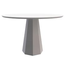 Mesa De Jantar Para 4 Lugares 1,20m Tampo Redondo Com Vidro Isis Off White New Ceval