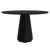 Mesa De Jantar Para 4 Lugares 1,20m Tampo Redondo Com Vidro Isis Preto New Ceval